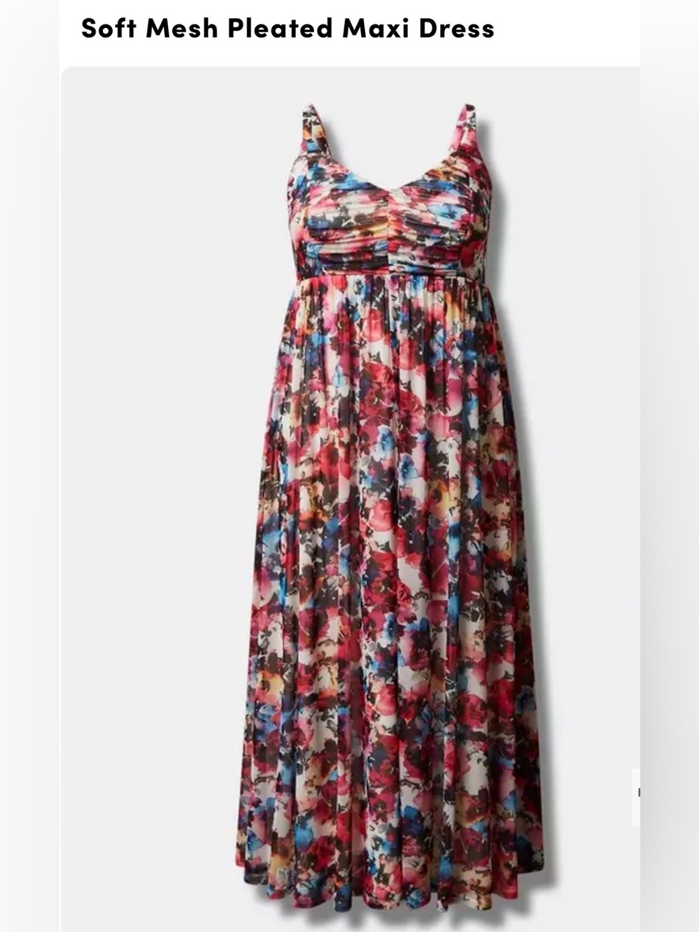Women’s Torrid Soft Mesh Pleated Floral Maxi Tank Top Dress Size 3X
